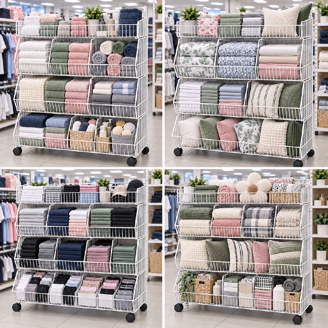 Univerzální stohovací koše pro bytový textil